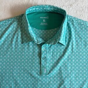Bogey Bros Men’s XL Golf Polo Aqua Middle Finger Print Funny Novelty Stretch